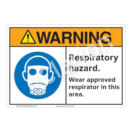 ANSI/ISO Compliant Warning Respiratory Safety Signs Indoor/Outdoor Flexible Polyester (ZA) 10 X 7